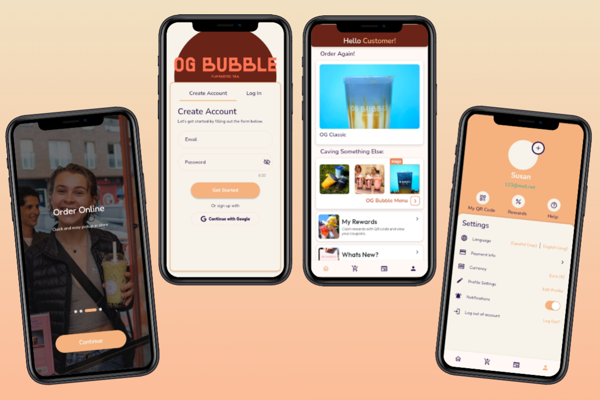 App screens in device frames